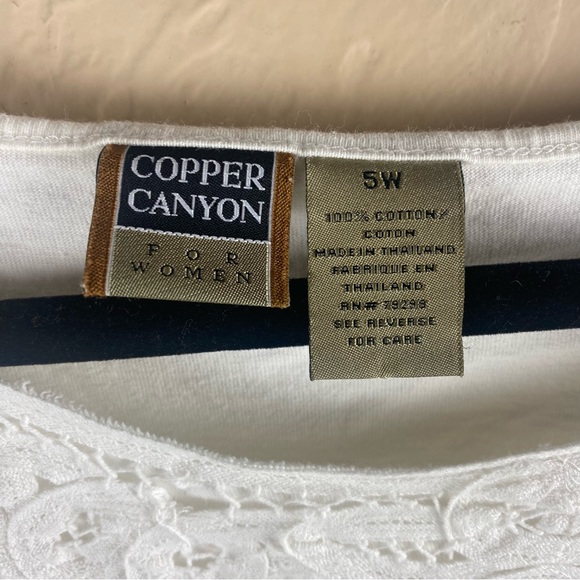 Copper Canyon White T-Shirt Cotton Crochet 5X - Picture 8 of 10